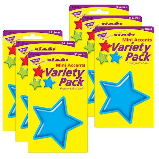 TREND Enterprises® Gumdrop Stars Mini Accents Variety Pack, 6 Packs of 36